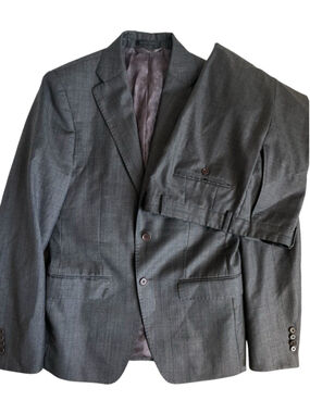 Psycho Bunny Suit Mens 38R/32x30.5 Gray Wool Striped